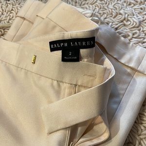 Gorgeous Ralph Lauren Size 2 White Lined Silk Pants Straight Leg
